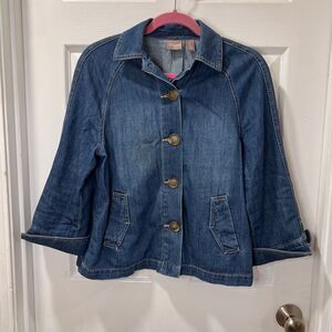 Chico's A-line Denim Jacket with 3/4 length sleeves-100% Cotton SZ‎ 0/4